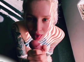 Blonde with dreads deep sucking dick yoga instructor - cum swallow