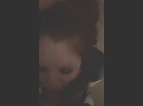 submissive red head swallows black cum