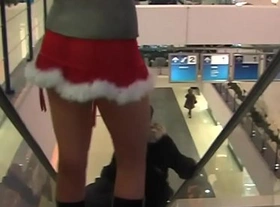 Young miniskirt without panties in the supermarket