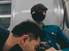 Shy boy agrees to record himself with me while I jerk him off and suck him on the subway